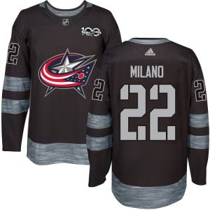 Herren Columbus Blue Jackets Eishockey Trikot Sonny Milano #22 Authentic Schwarz 1917-2017 100th Anniversary